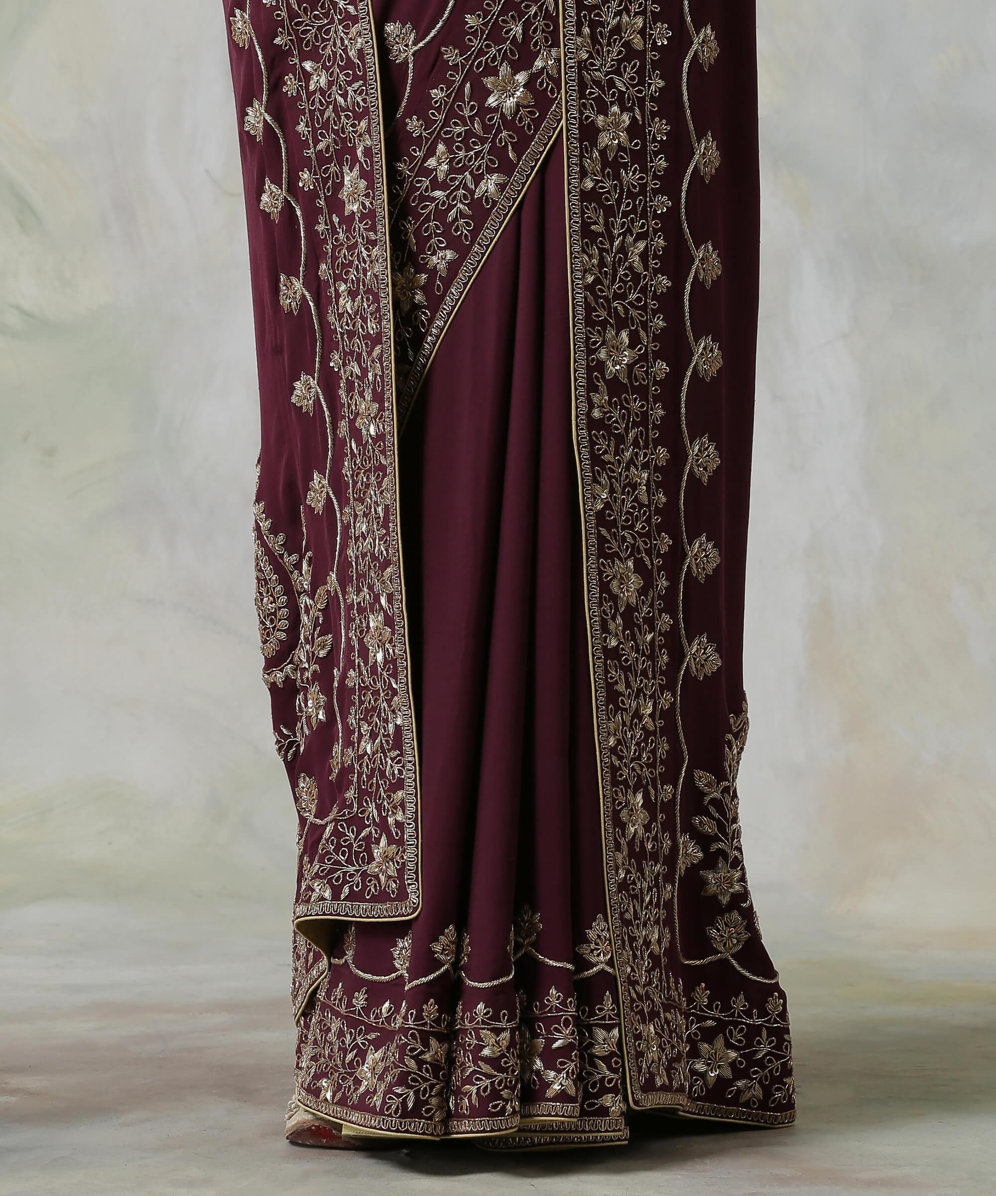 Wine_Pure_Crepe_Georgette_Saree_with_Zardozi_Borders_and_Paisleys_on_the_Pallu_WeaverStory_04