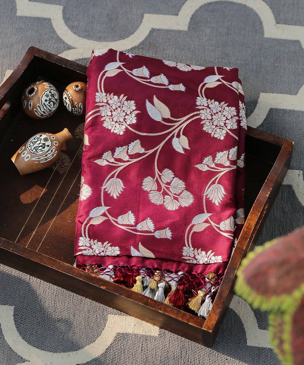 Wine_Handloom_Cutwork_Jangla_Banarasi_Dupatta_in_Pure_Katan_Silk_WeaverStory_01