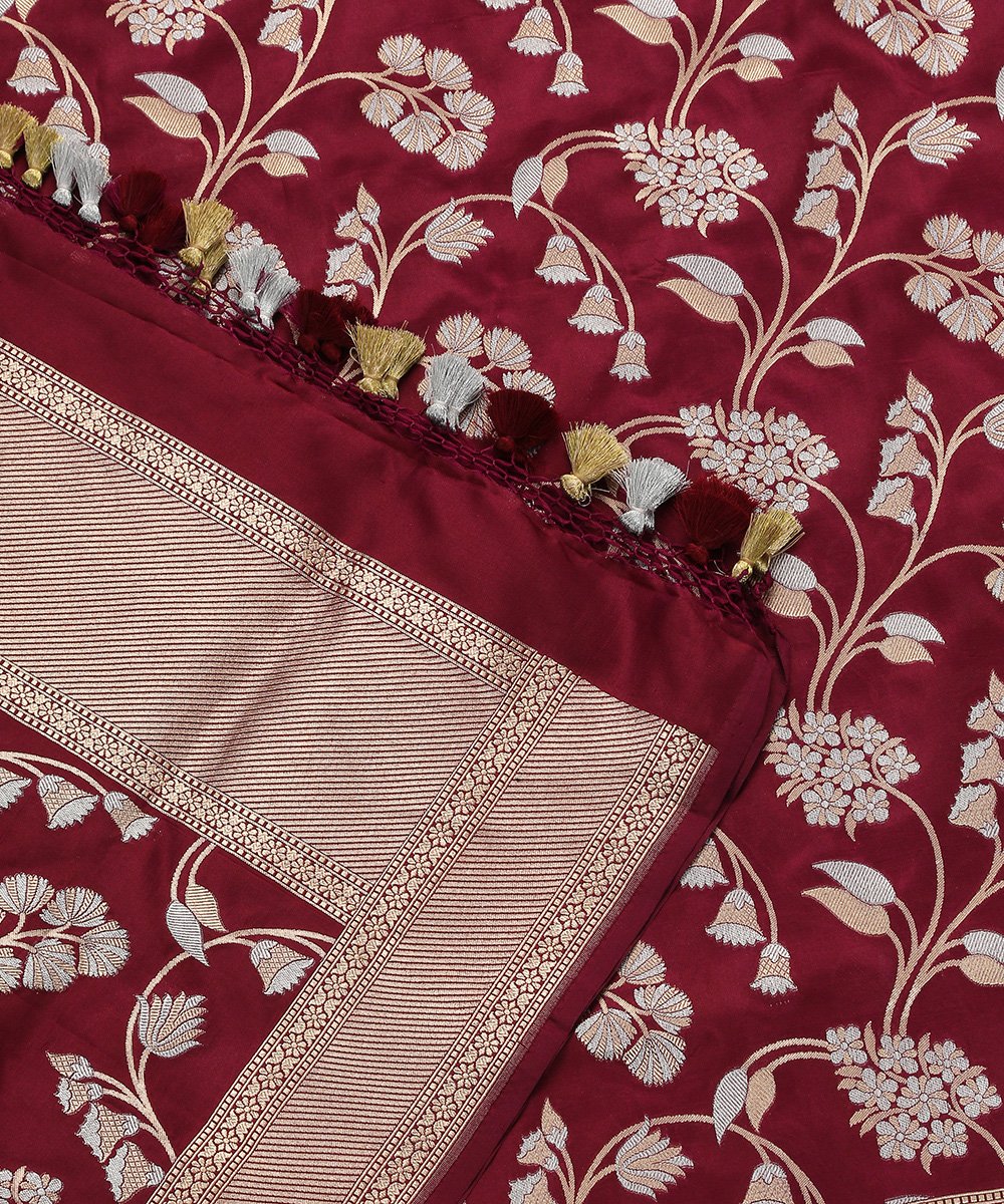 Wine_Handloom_Cutwork_Jangla_Banarasi_Dupatta_in_Pure_Katan_Silk_WeaverStory_05