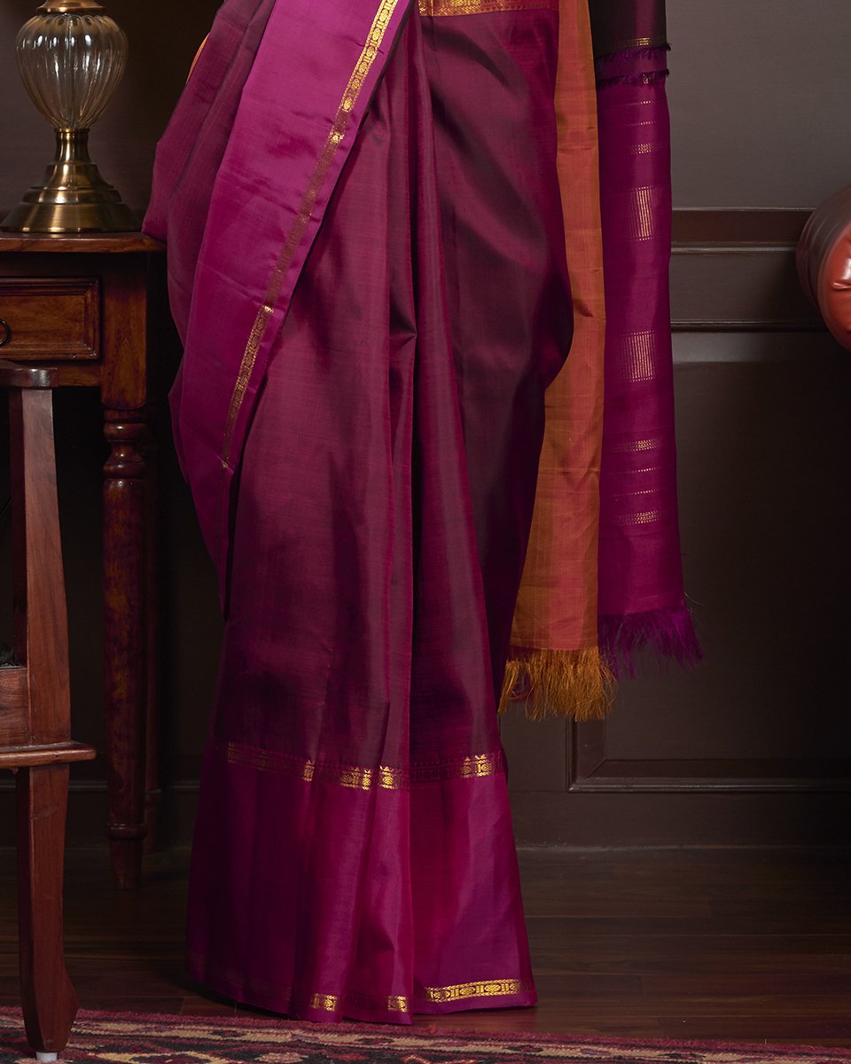 Wine_Handloom_Kanjivaram_Silk_Saree_With_Plum_And_Mustard_Border_WeaverStory_04