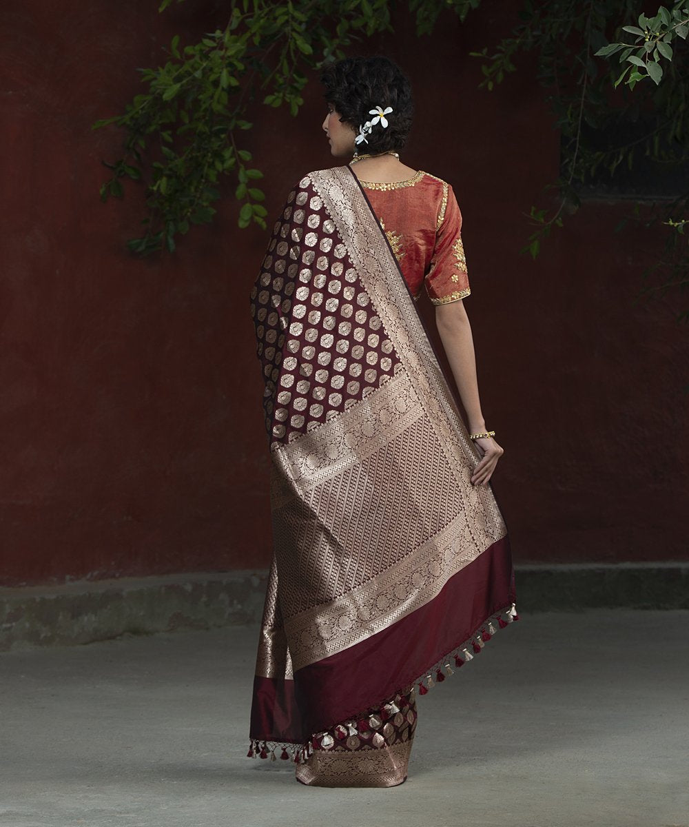 Wine_Handloom_Katan_Silk_Paisley_Banarasi_Saree_with_Boota_WeaverStory_03