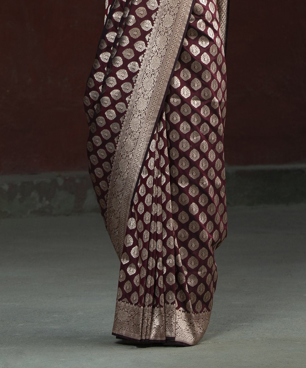 Wine_Handloom_Katan_Silk_Paisley_Banarasi_Saree_with_Boota_WeaverStory_04