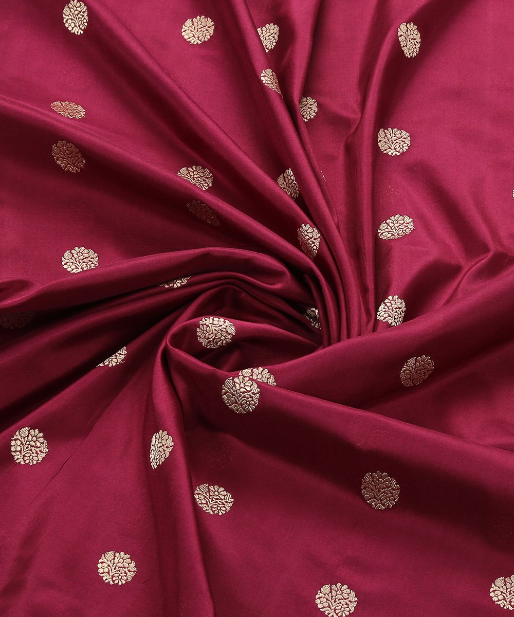 Wine_Handloom_Pure_Katan_Silk_Dupatta_with_Kadhwa_Asharfi_Booti_WeaverStory_06