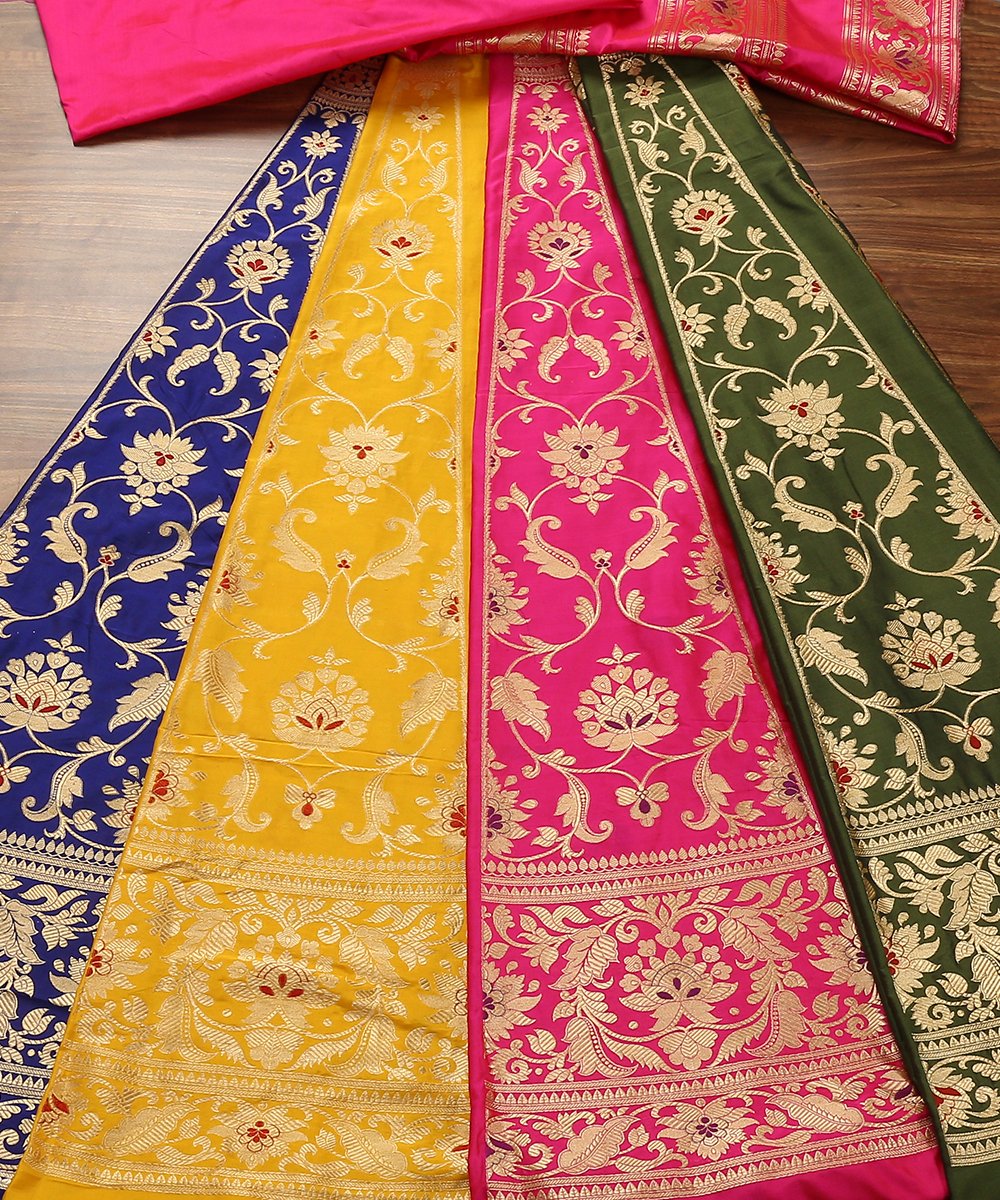 Multicolor_Handloom_Rangkaat_Katan_Silk_Kadhwa_Banarasi_Lehenga_WeaverStory_02
