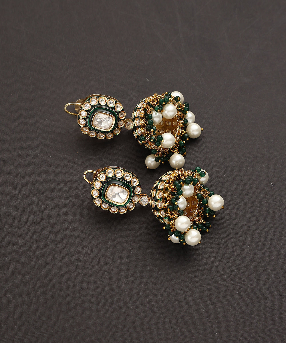 Subimal_Handcrafted_Enamelled_Kundan_Jhumka_With_Beads_WeaverStory_02