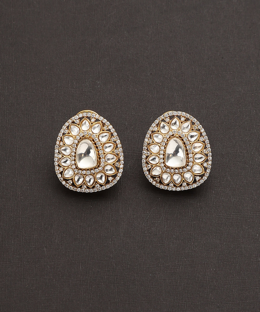 Joti_Handcrafted_White_Moissanite_Polki_Pear_Studs__WeaverStory_02