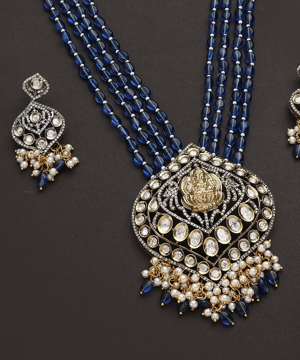Akshar_Handcrafted_Long_Necklace_Set_In_Blue_Beads_WeaverStory_04