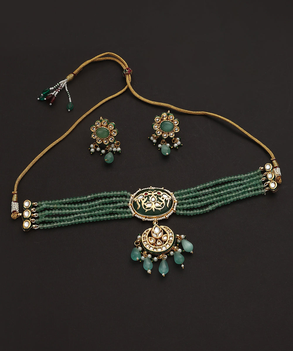 Swapan_Handcrafted_Light_Green_Beaded_Necklace_Set_WeaverStory_02