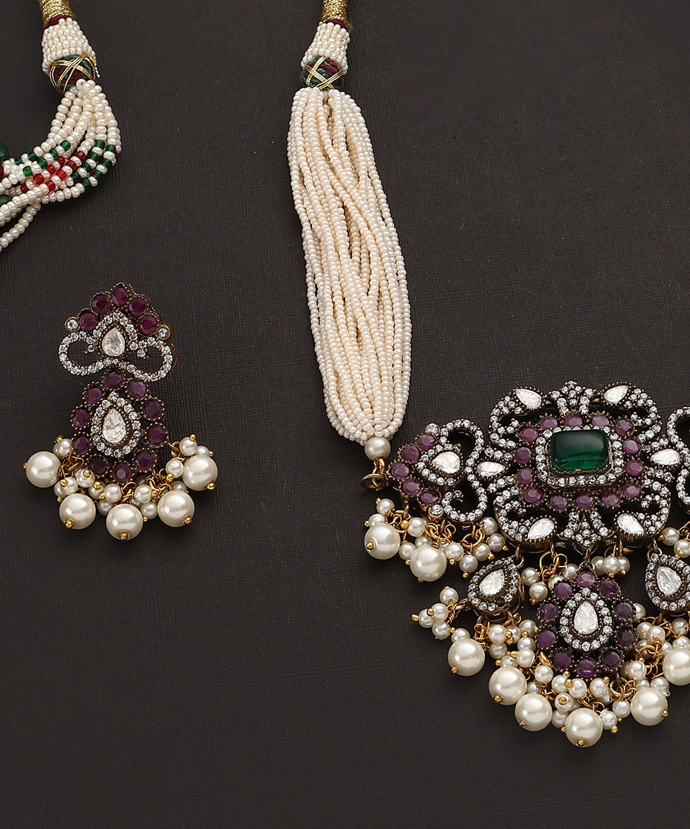 Aranyak_Handcrafted_Zircon_Kundan_Choker_Set_WeaverStory_04