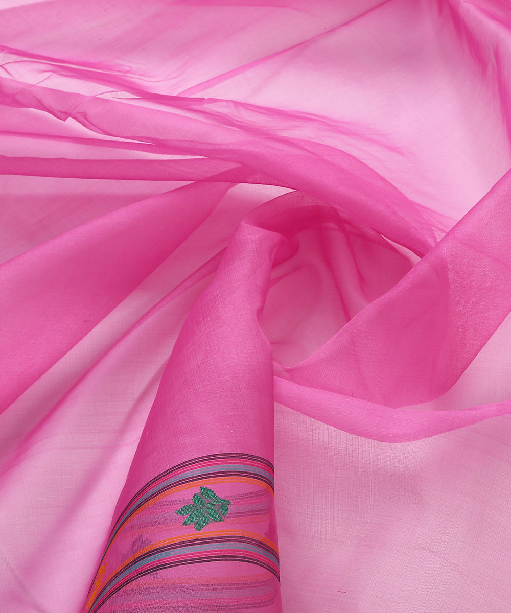 Pink_Handloom_Matka_Silk_Dhakai_Jamdani_Saree_With_Small_Lotus_Boota_WeaverStory_05