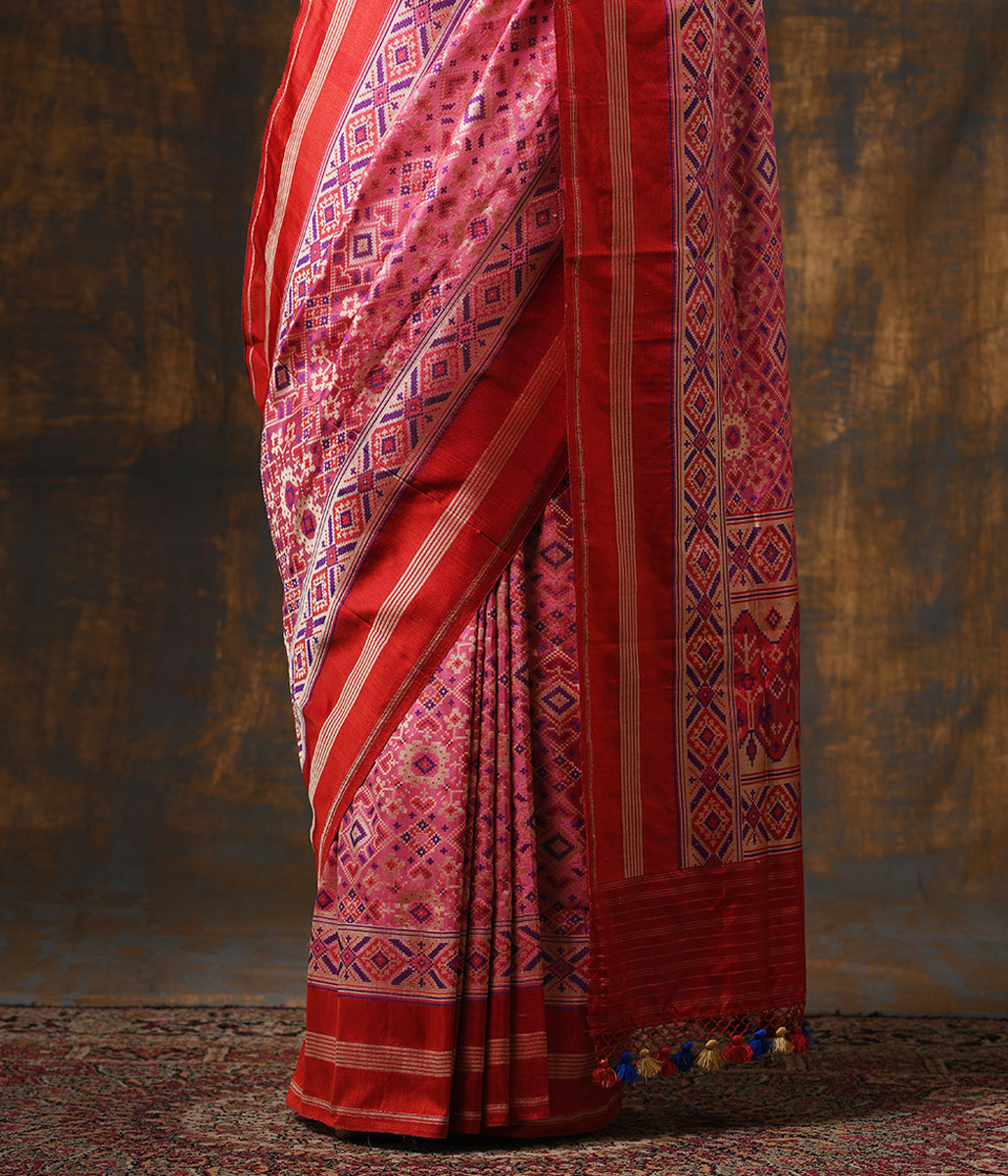 Handwoven_Pink_Meenakari_Banarasi_Patola_with_Silk_Borders_WeaverStory_04