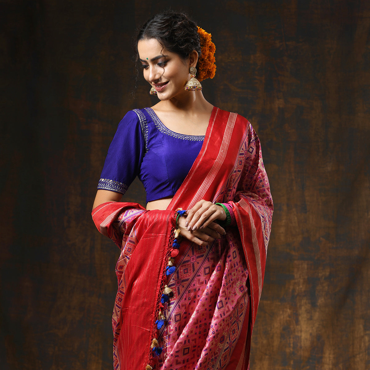 Handwoven_Pink_Meenakari_Banarasi_Patola_with_Silk_Borders_WeaverStory_01