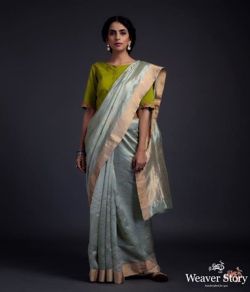Sage_green_chanderi_silk_saree_with_small_floral_motifs_WeaverStory_02
