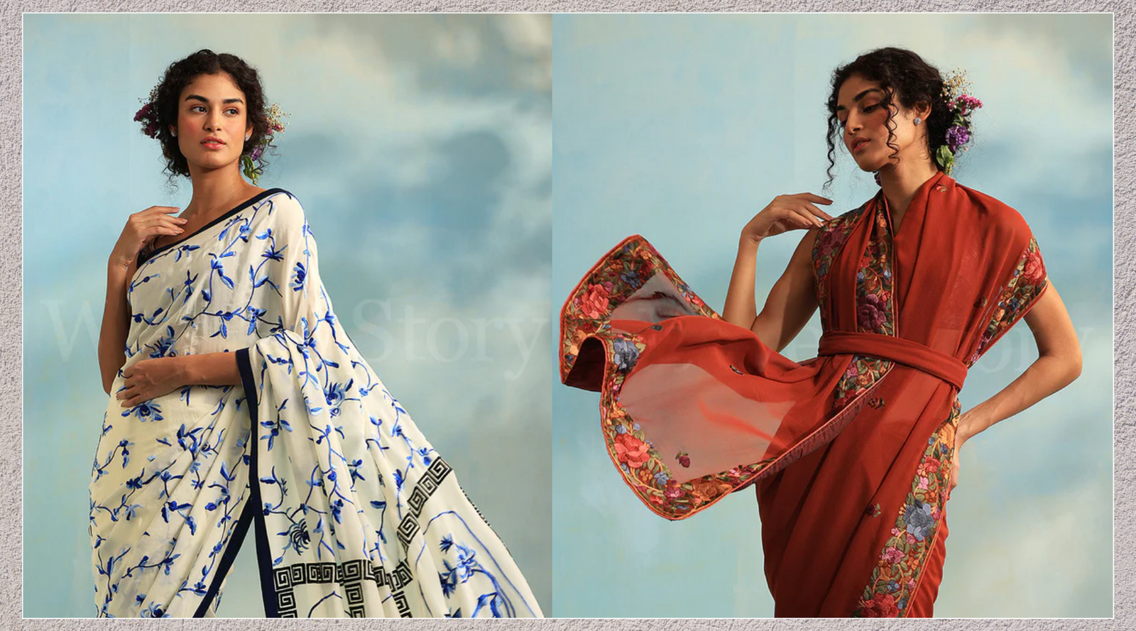 Enchanted Garden- An Exquisite Collection of Hand-Embroidered Parsi Gara Sarees & Accessories by WeaverStory