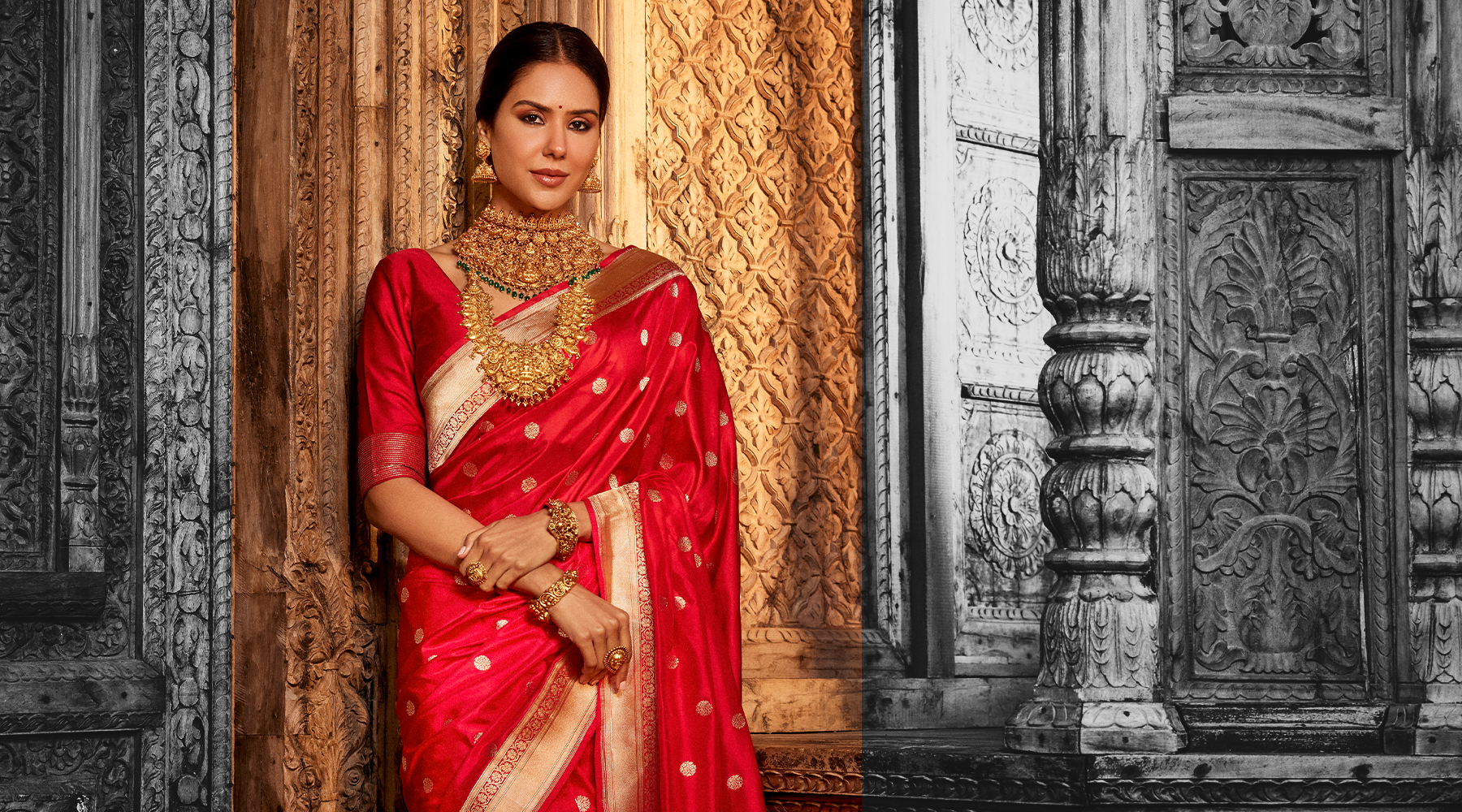 From Runway to Realway: Sonam Bajwa's Red Banarasi Saree Look by ...