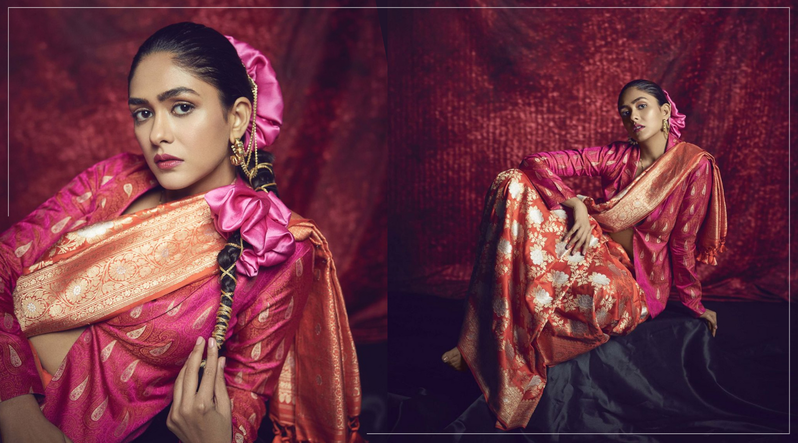 Mrunal Thakur in a Fashionable Love Affair with WeaverStory Banarasi Silk Saree