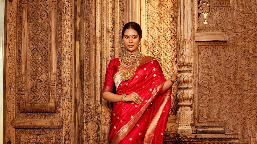 Sonam Bajwa’s Bold Take on WeaverStory's Traditional Katan Silk Saree