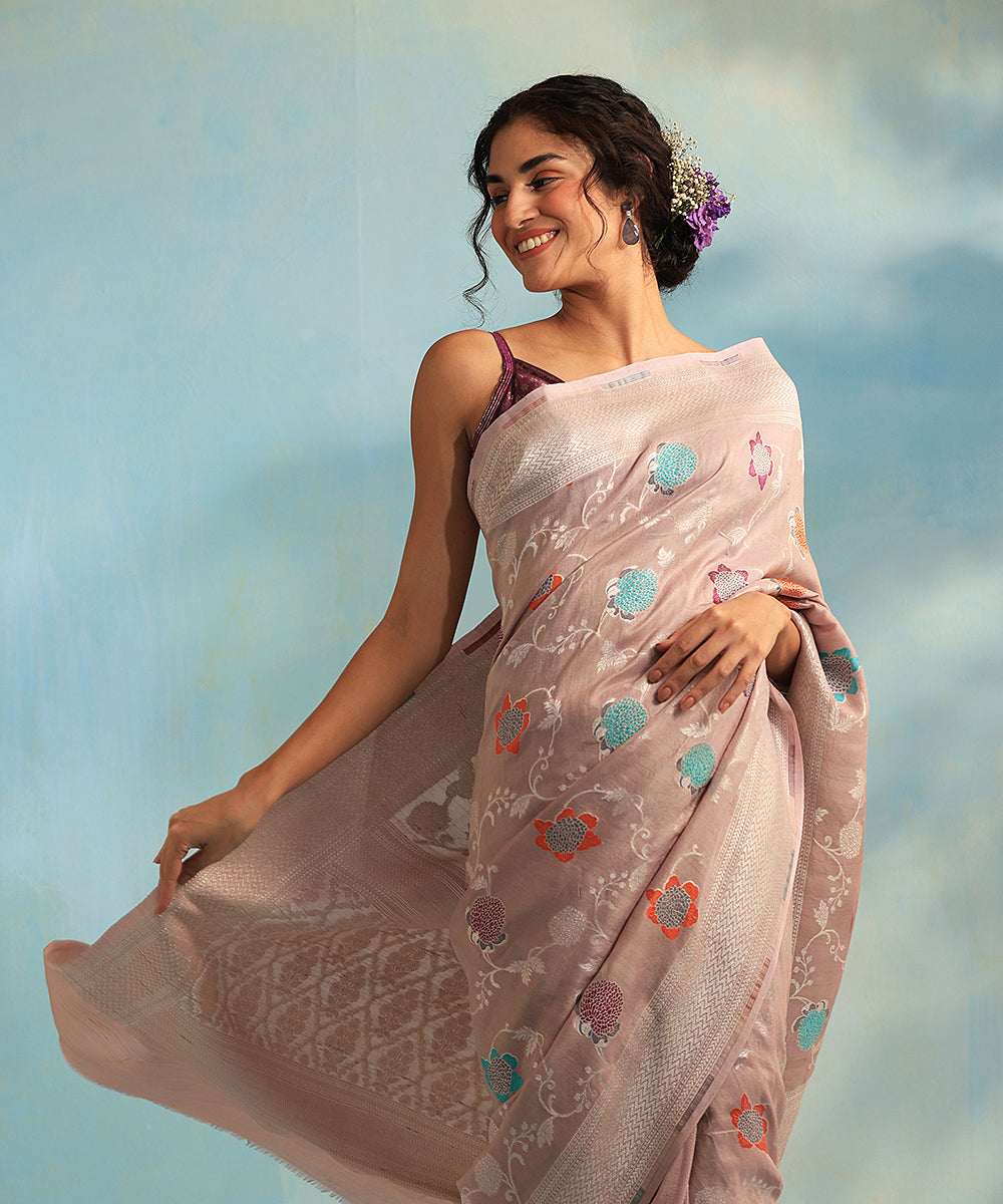 Easy Elegance : Tussar Georgette Sarees from Banaras that marry texture & fluidity 