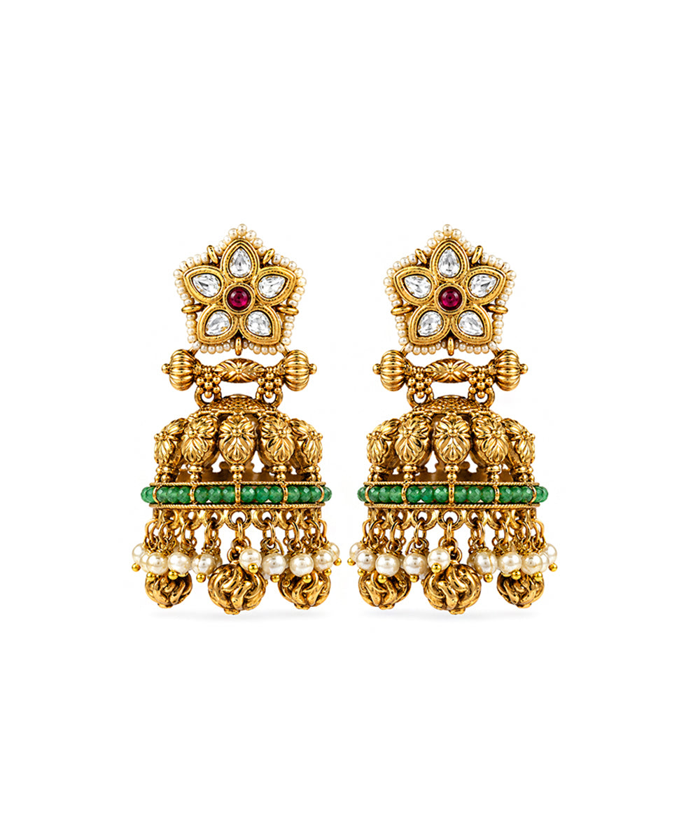 Ahalya Emerald Dome Jhumkas
