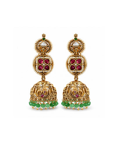 Gulnaar Ruby Temple Jhumkas