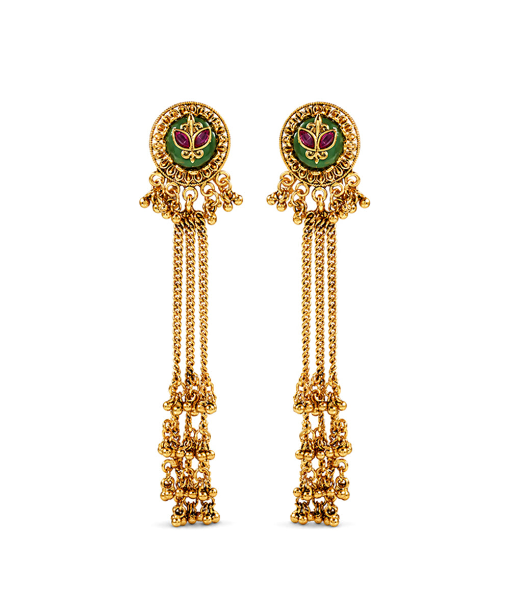 Neel Kamal Chain Tassel Earrings