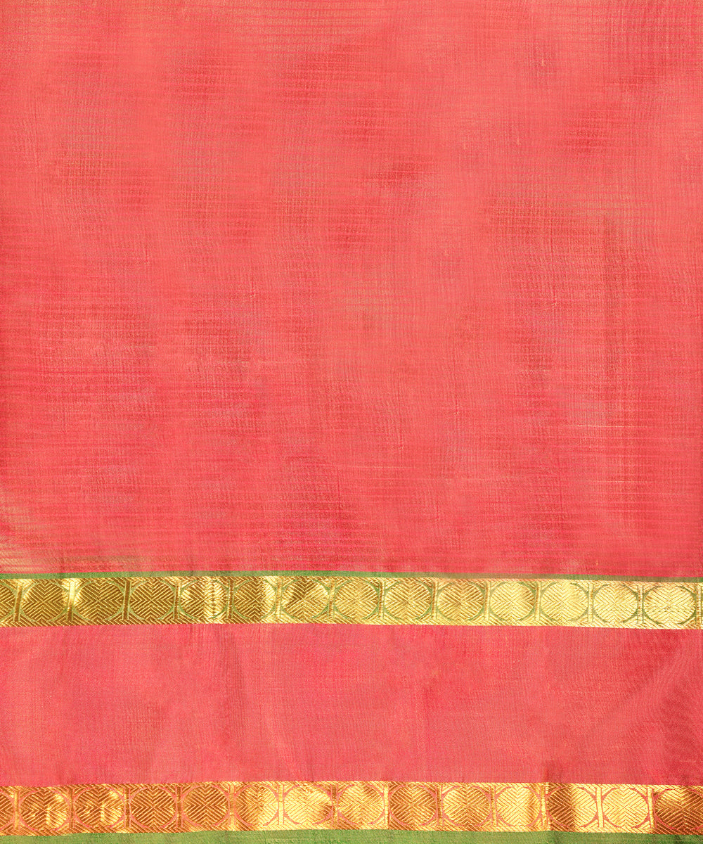 Peach_And_Golden_Pure_Silk_Kanjivaram_Saree_With_Pink_Border_WeaverStory_04