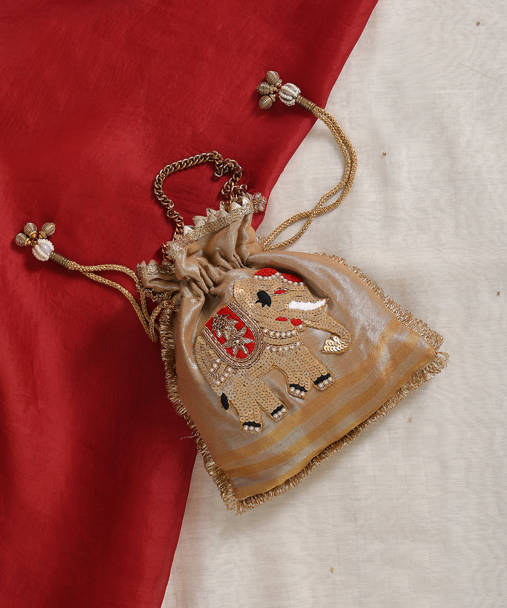 Elegant Tissue Embroidered Potli Bag