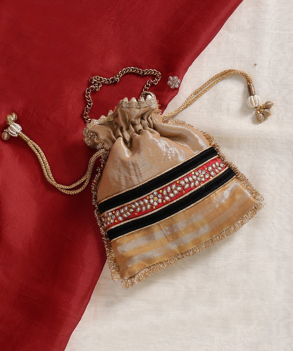Elegant Tissue Embroidered Potli Bag