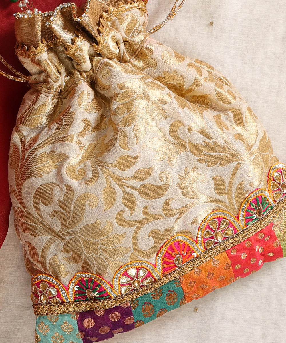 Elegant Brocade Embroidered Potli Bag