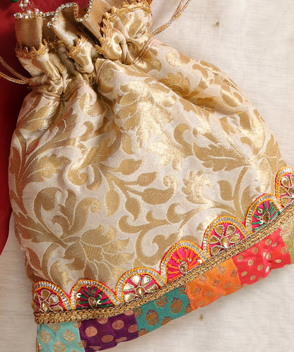 Elegant Brocade Embroidered Potli Bag