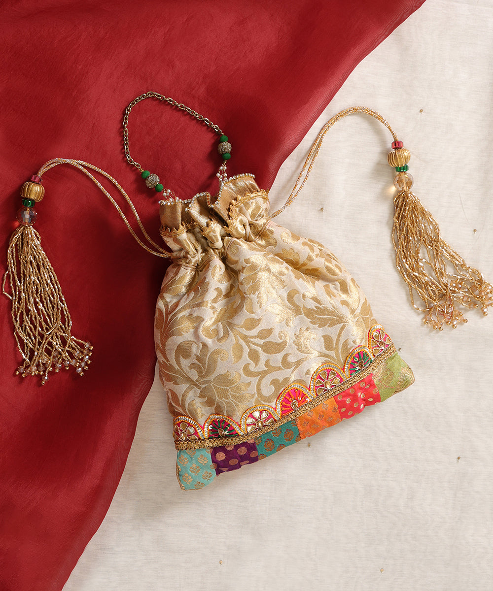 Elegant Brocade Embroidered Potli Bag
