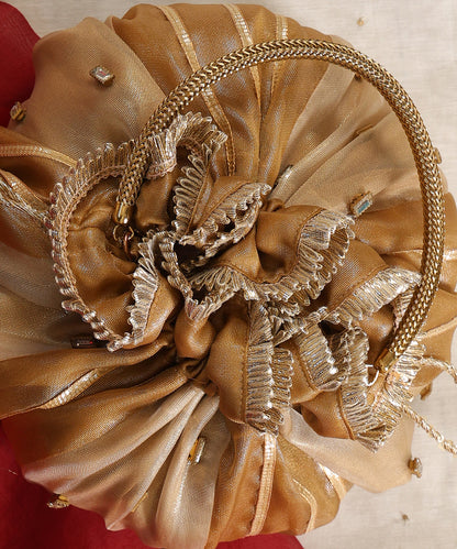 The Gilded Blossom Pleated Potli Bag