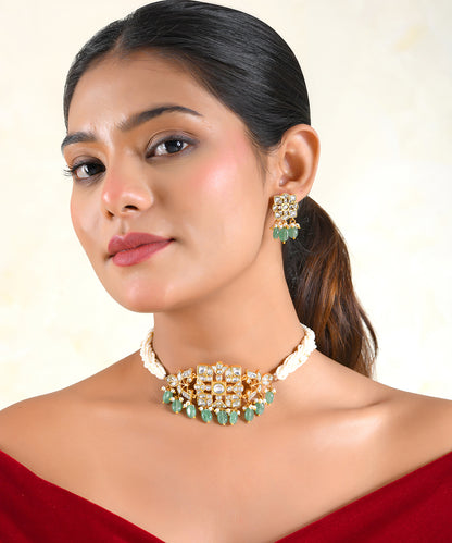 Aina Pearl Polki Choker Set