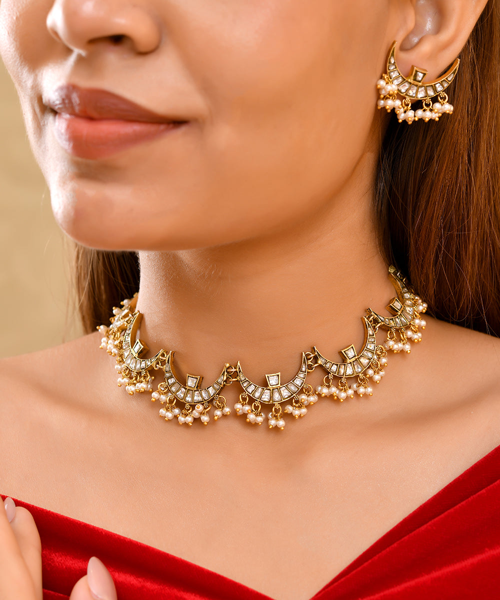 Moon Pearl Polki Choker Set