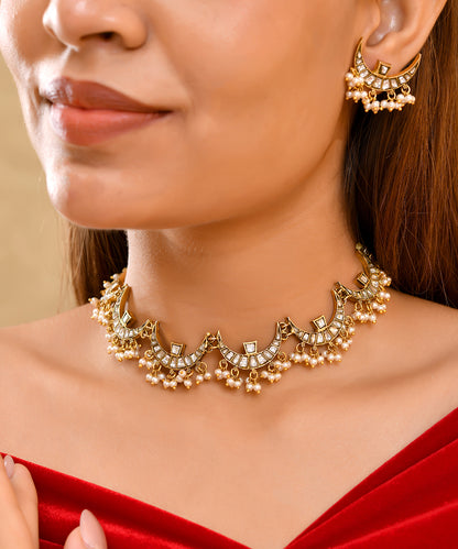 Moon Pearl Polki Choker Set