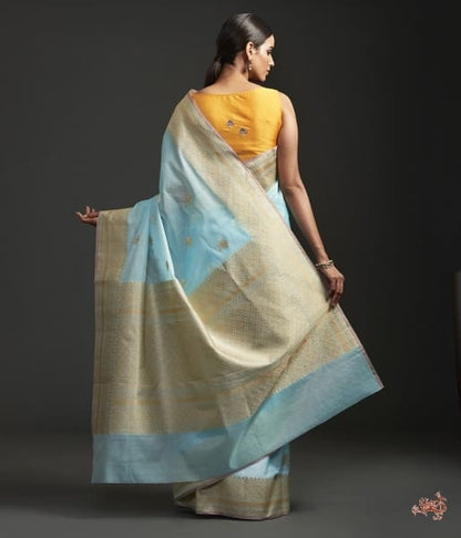 Light_Blue_Banarasi_Handloom_Kora_cotton_Saree_with_Sona_Rupa_Zari_Booti_WeaverStory_04