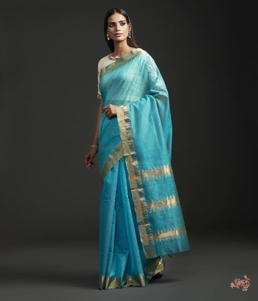 Aqua_Blue_all_over_Zari_Booti_Saree_with_temple_Border_WeaverStory_02