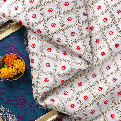 Handwoven_Banarasi_Munga_Silk_Fabric_with_Red_Meenakari_Floral_Jaal_WeaverStory_01