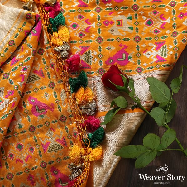 Yellow_Meenakari_Cutwork_Patola_dupatta_WeaverStory_01