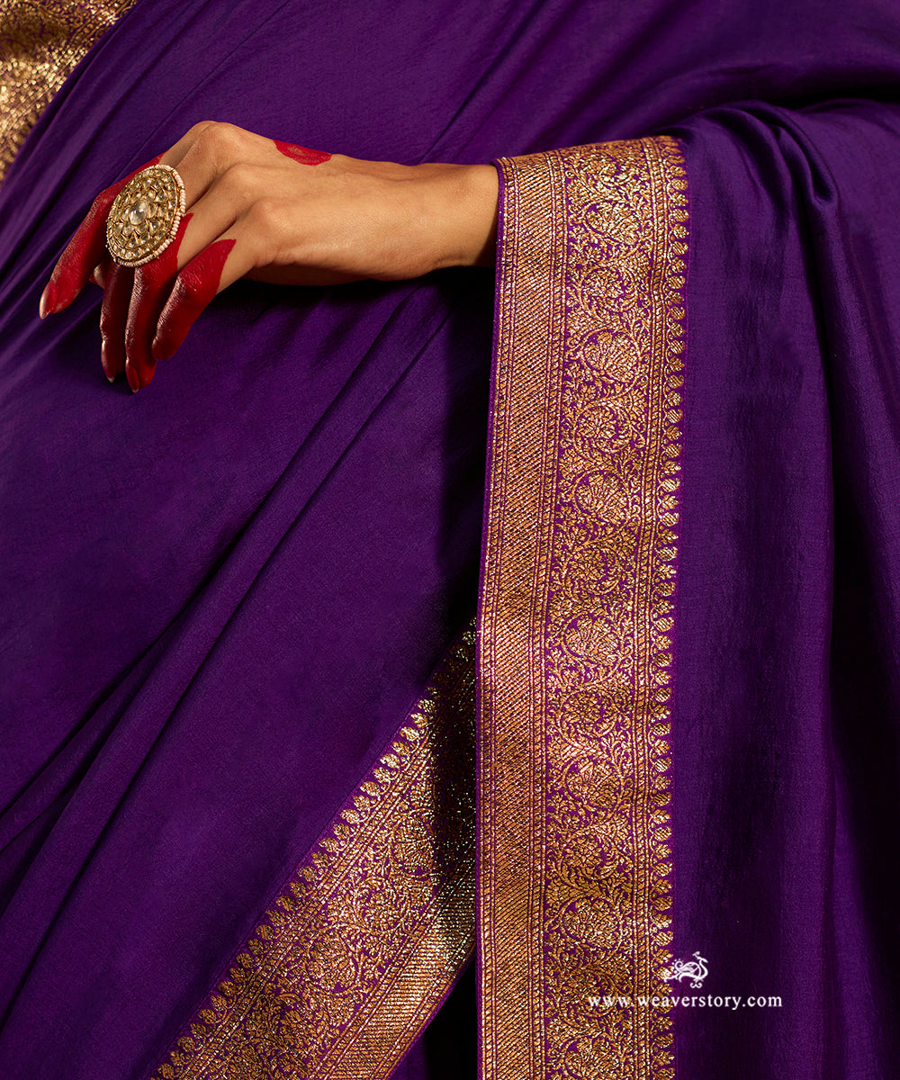 Purple_Handloom_Pure_Chiniya_Silk_Saree_With_Hand_Embroidered_Sanjab_Border_WeaverStory05