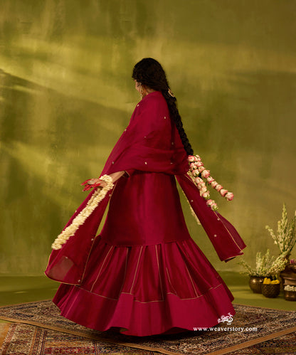 Brick_Red_Handloom_Chanderi_Kurta_With_Skirt_And_Hand_Embroidered_Organza_Dupatta_WeaverStory05