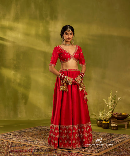 Red_Pure_Silk_Lehenga_And_Blouse_With_Zardozi_Work_And_Organza_Dupatta_WeaverStory04