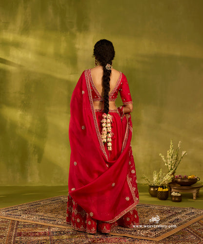 Red_Pure_Silk_Lehenga_And_Blouse_With_Zardozi_Work_And_Organza_Dupatta_WeaverStory05