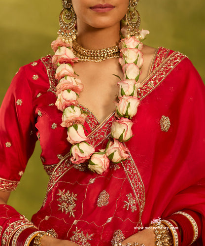 Red_Pure_Silk_Lehenga_And_Blouse_With_Zardozi_Work_And_Organza_Dupatta_WeaverStory06