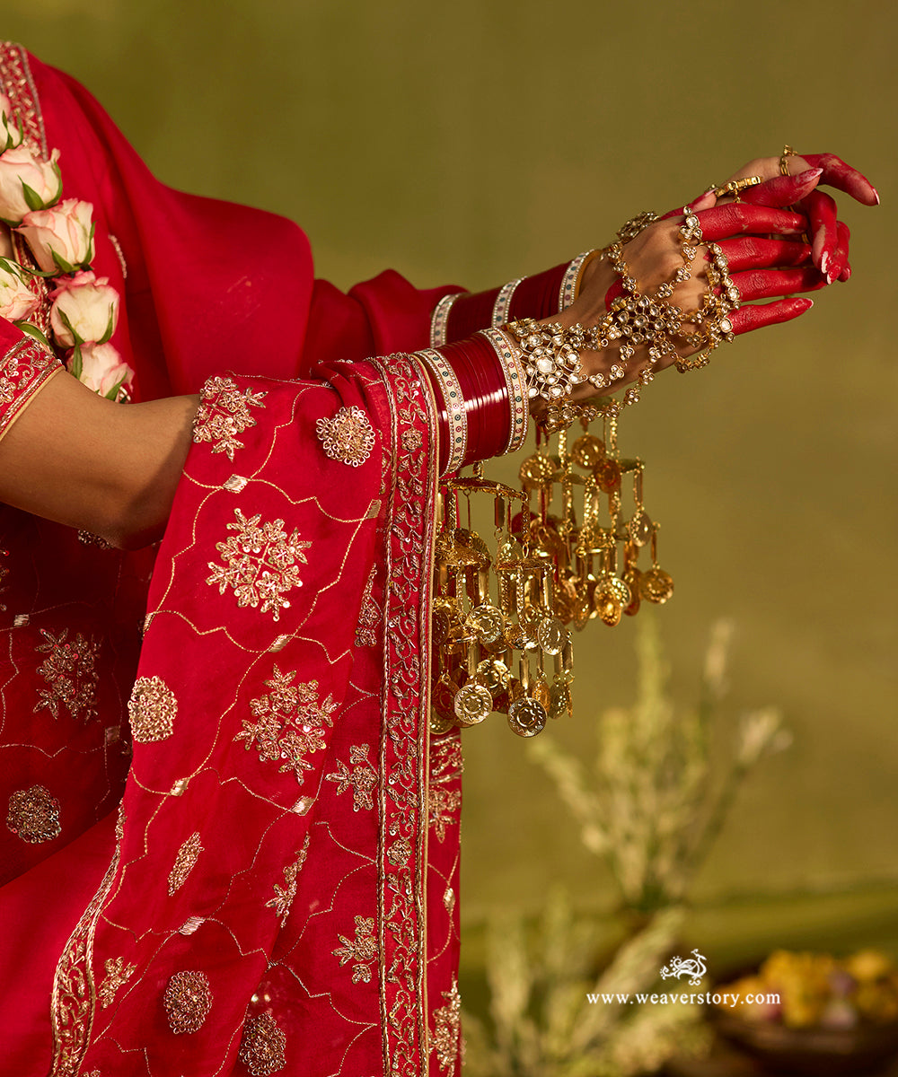 Red_Pure_Silk_Lehenga_And_Blouse_With_Zardozi_Work_And_Organza_Dupatta_WeaverStory07