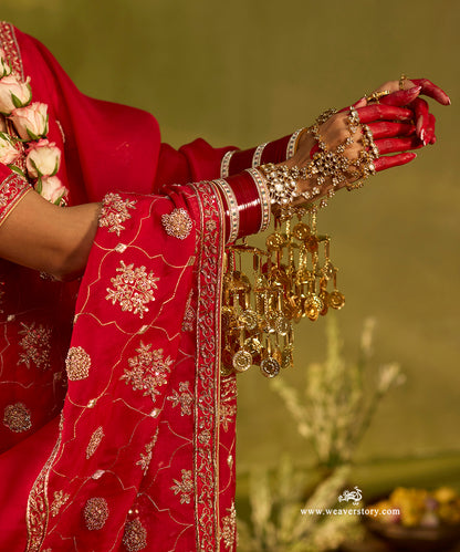 Red_Pure_Silk_Lehenga_And_Blouse_With_Zardozi_Work_And_Organza_Dupatta_WeaverStory07