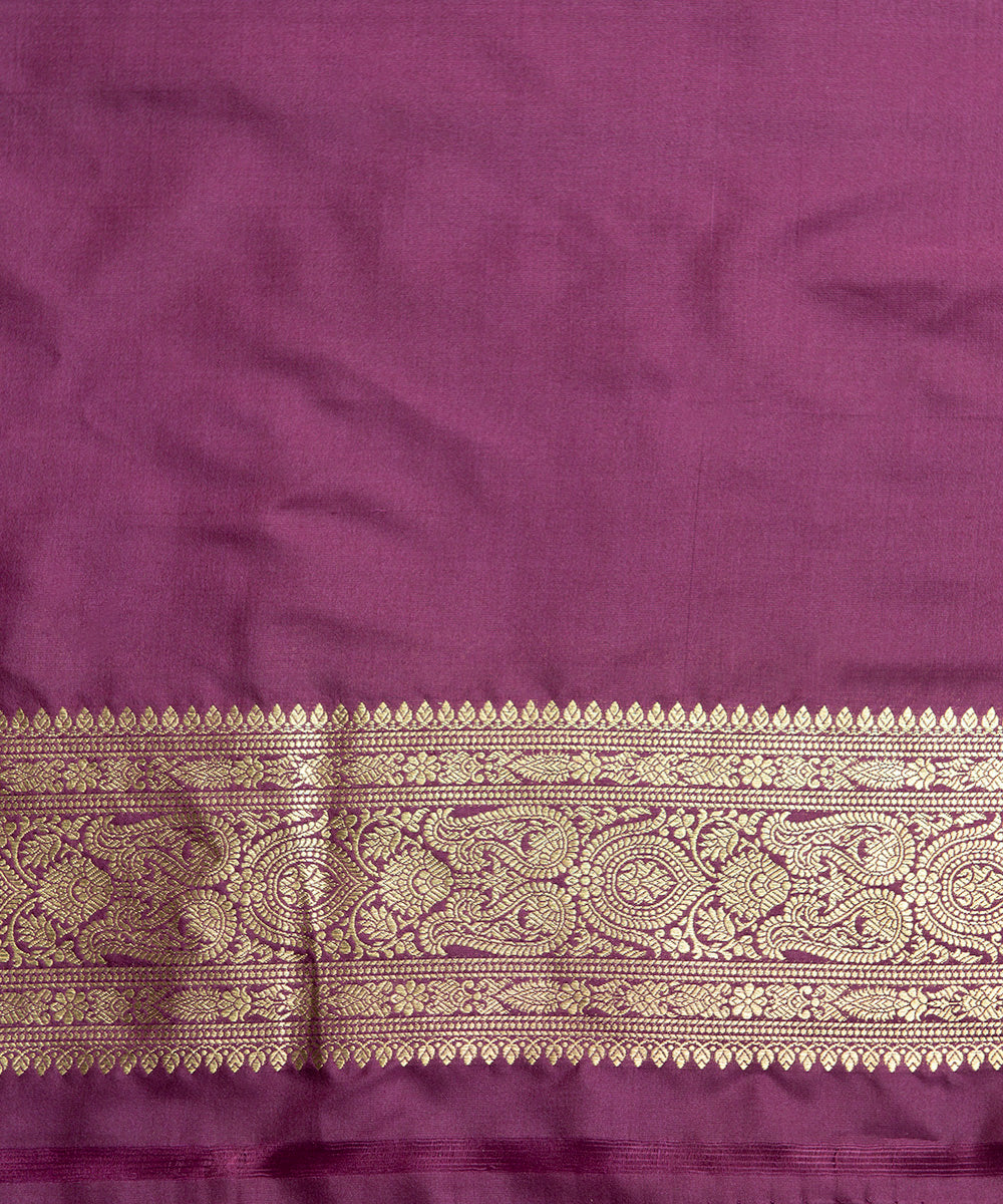 Handloom Wine Katan Silk Tanchoi Jaal Banarasi Saree With Zari Booti