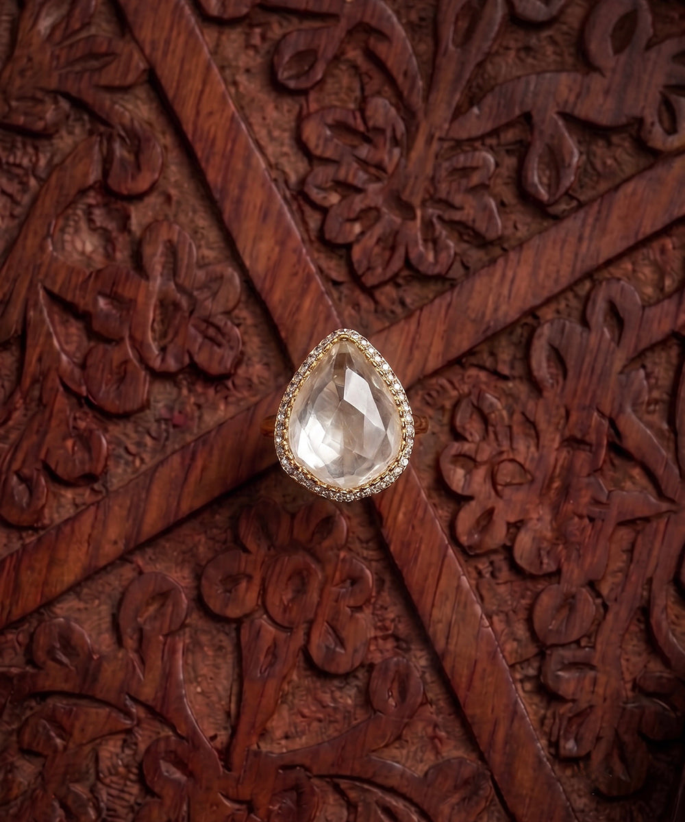 Nira Pear Moissanite Polki Ring