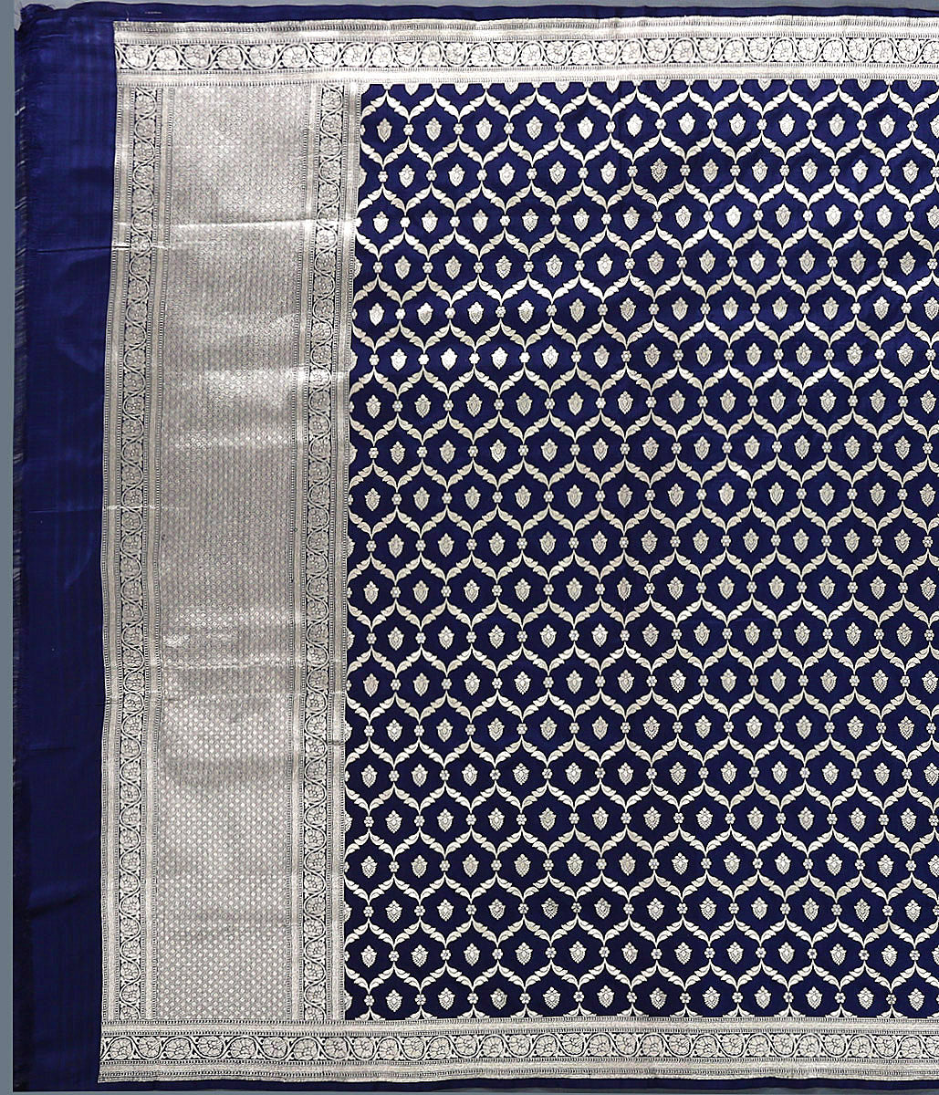 Handloom_Navy_Blue_Silk_Jangla_Dupatta_WeaverStory_02