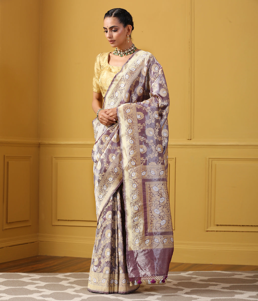 Handwoven_Purple_Silk_Tissue_Jangla_Saree_WeaverStory_02